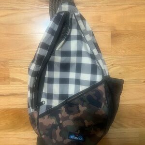 Kavu Black and Brown Patterned Sling Bag